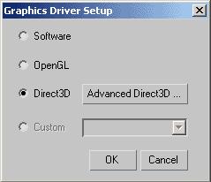 Click on the "Choose Driver" button and then choose Direct3D in the new window that pops up.