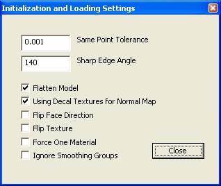 Figure 2. Model Initialization and Loading Settings Table 1.
