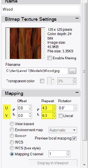 to 6. 7 Click OK to close the Editing Wood dialog.