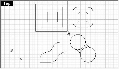 6 Repeat the command for the left side of the circles. To fillet and join arcs and lines: 1 From the Curve menu, click Fillet Curves.