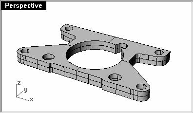 5 At the Second reference pont ( Copy=No ) prompt, move your cursor into the Front viewport, toggle Ortho on, and pick a point above the previous point. The object is half as thick.