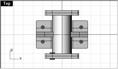 8 At the Y distance or first reference point prompt, type 1.5 and press Enter. The cylinders are arrayed on the base of the flange.
