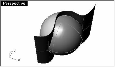 9 From the Edit menu, click Split. 10 At the Select objects to split ( Point Isocurve ) prompt, select the sphere, and then press Enter.