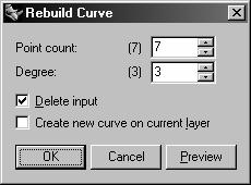 12 In the Loft options dialog box, click OK. Because the degree 1 curves were included in the loft, a polysurface is created with a seam at each kink. 13 Select the surface.