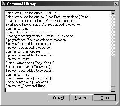 View the Command Line History The command history window lists the last 500