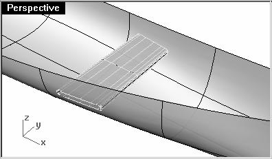 The curves will be projected to both sides of the hull surface. 6 Select the curves on the surface.