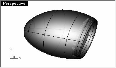 5 At the Select cross section curves ( Point ) prompt, select the outer edge of the cylinder, and then press Enter.