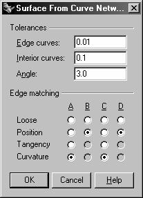 3 At the Select curves in network ( NoAutoSort ) prompt, select the two edge curves and the cross-section curves, and