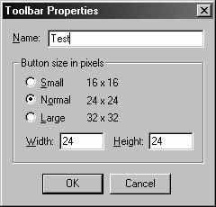 To create a new toolbar: 1 From the Tools menu, click Toolbar Layout. 2 In the Toolbars dialog box, from the Toolbar menu, click New.