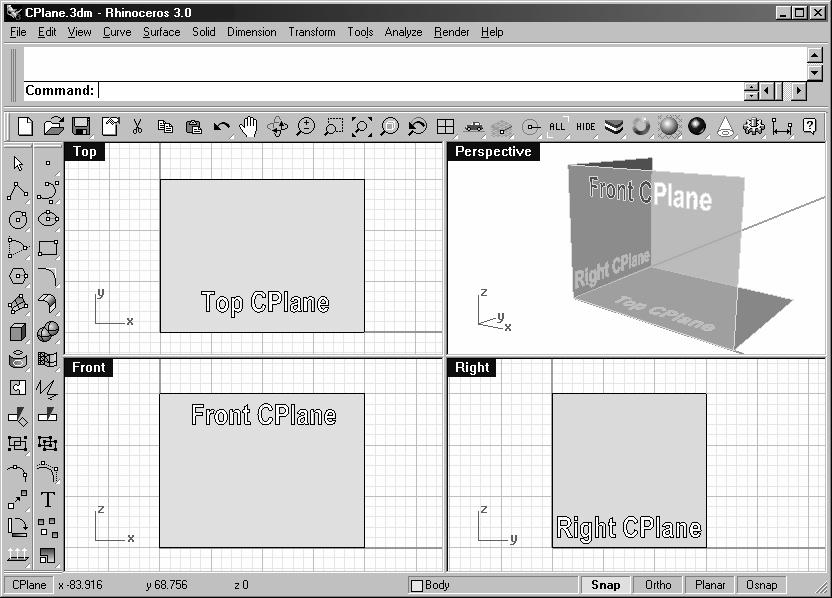 Viewports Viewports are windows in the Rhino graphics area that show you a view of your model. To move and resize viewports, drag the viewport title or borders.