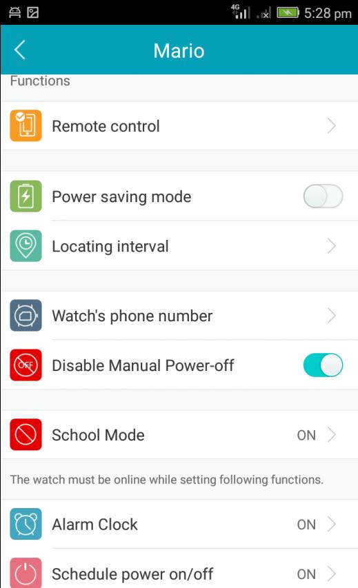 More Function Settings: Remote Control: Tap Find Watch to make the watch ring and vibrate. Switch off the watch remotely.