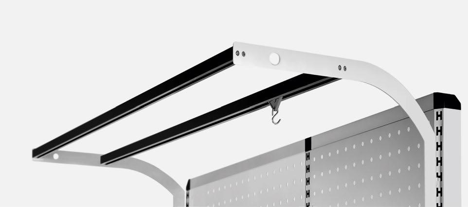 Light and balancer rail Another useful accessory is lamp and balancer rail. Lamp and balancer rail is mounted on upright frame.