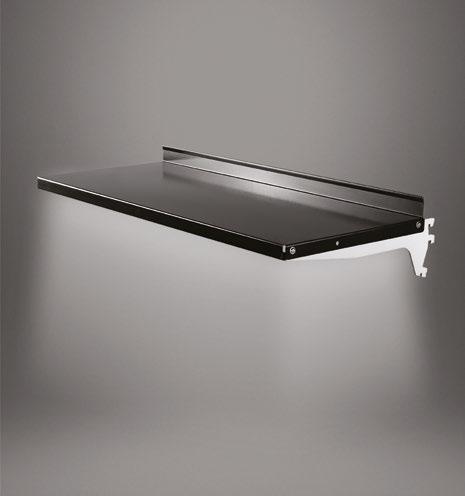 Accessories Standard steel shelf - illuminated The design enables for installation at an angle of 90 o or 60 o relative to a perforated vertical frame.