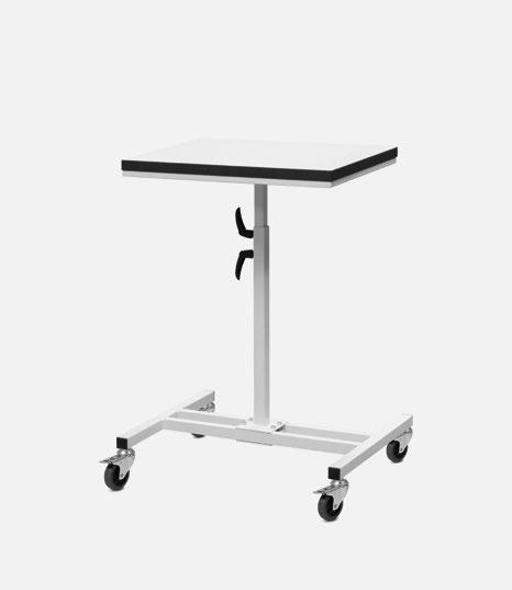 Accessories trolley with height adjustable top Upper platform made of moist and scratch resistant ESD laminate. Height adjustment range: 665-1100 mm. LAPTOP TROLLEY ESD protected.