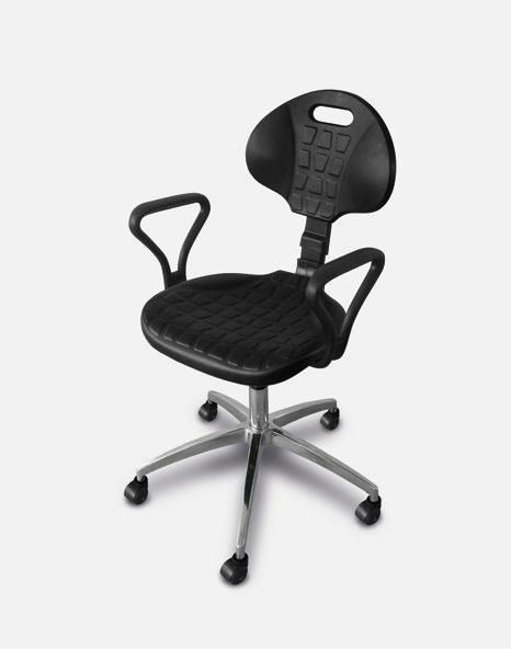 Accessories Perfect for relatively small spaces. Gas spring for height adjustment in the range of 45,5-56 cm. Non-slip seat surface is made of soft, contoured black plastic (PU).