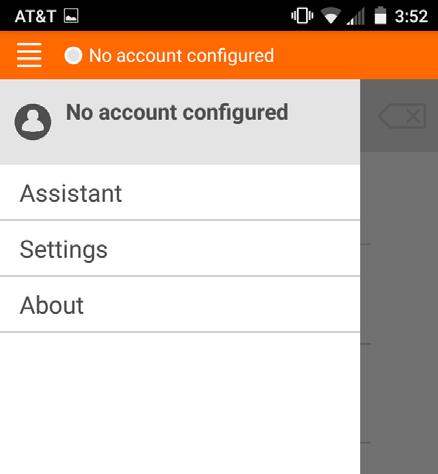 on top No account configured 5) Select the top left options menu and
