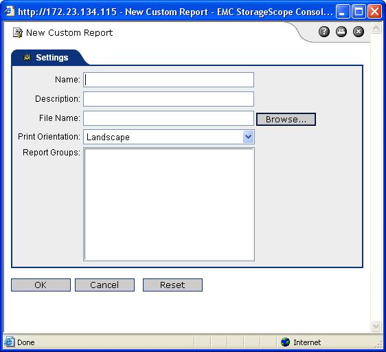 Figure 13. Custom Reports tab After clicking Import, the New Custom Report dialog box opens, as shown in Figure 14.