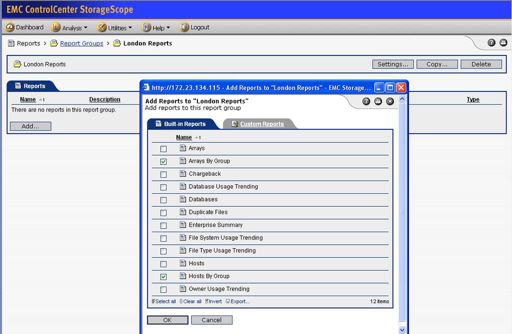Under the Report Groups tab, click Create to open the new Report Group dialog box as shown in Figure 17.