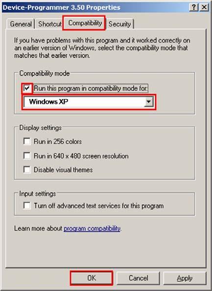 A WINDOWS VISTA OPERATING SYSTEM CAUTION: When the Operating System is Windows Vista (instead of Windows XP), the user must set the compatibility mode of the software tool.