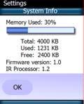 Press the SAVE button to save your setting. System Info See how much memory you ve used on this screen.