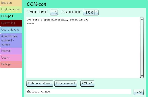 - 41 - Pic. 2.19: COM-port remote control window 2.11. Connection of USB camera PCE-MS1 monitoring system allows to connect one USB camera ( web-camera).