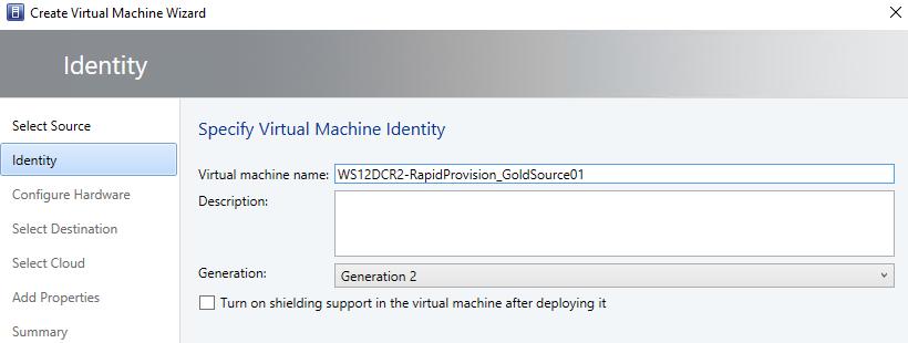 9.3 Create a new virtual machine on the new volume Now that the new volume is formatted and mapped to the target host as the G:\ drive, a Hyper-V guest VM can be staged to a new virtual hard disk