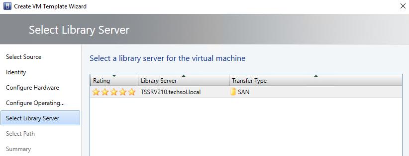 9. Under Select Path, click Browse and choose a destination on the library server for the rapid provisioning guest VM template.