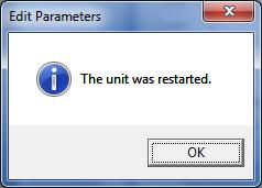 When the Unit is restarted, the dialog box on