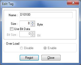 4 The Edit Tags Dialog Box is displayed. Select the In - Consume Tab and click New. Here, register a tag for the area where the node 1 consumes data from the node 2.