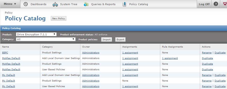 Create a PKI Policy Catalog by selecting Menu > Policy