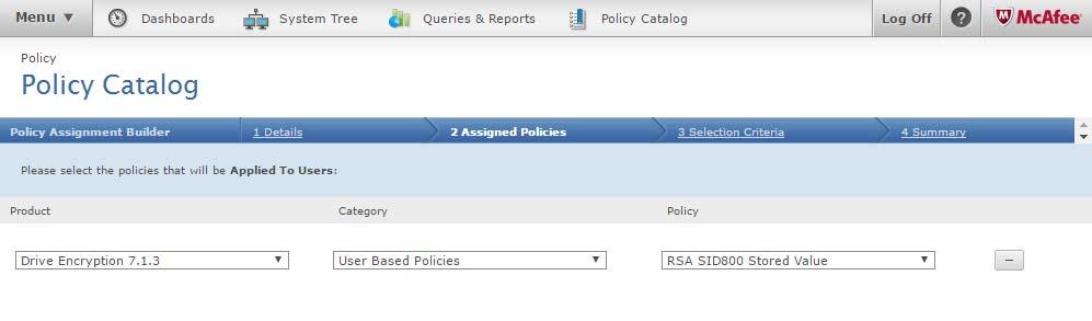 11. Select from the Product list, User Based Policies from the