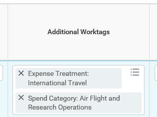 4.17 In the Additional Worktags field on each journal line, click the prompt and select the spend category for the Credit