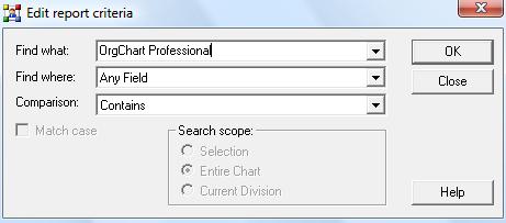 CHAPTER 2: CHART CREATION This is search/find function will search your chart and place the returned results into your report. Fill in the fields and click OK. 8.