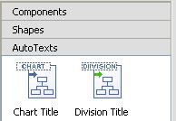 To apply, hold down the Left mouse button, drag the Division Title icon from the AutoTexts area and drop it in the center of the chart below the components.