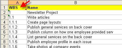 APPENDIX A: INTERFACES But we can also import the following Excel file using the Single column (outline number) method: In the import