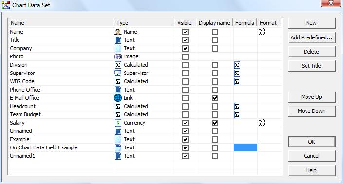 APPENDIX A: INTERFACES 1. Tell OrgChart to show or hide pages by checking or un-checking boxes: a. To display a screen Check the corresponding box. b. To hide a screen Uncheck the corresponding box.