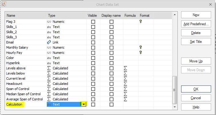 Go to the data tab and select chart data set. Then select new: Give a name to your new calculation field.