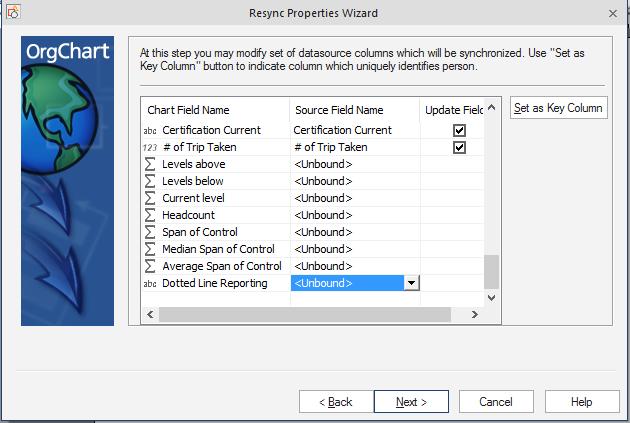 Go back into the resync properties and map out the dotted line reporting relationship.