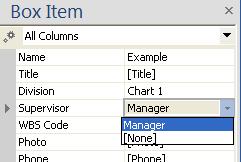 CHAPTER 2: CHART CREATION 6. Select the name of a component from the list. 7. On the chart, the two components are now linked. CONNECTING COMPONENTS THROUGH DATA OUTLINE VIEW 1.