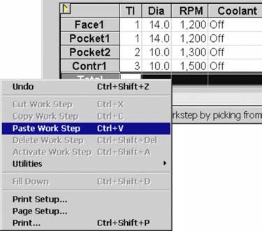 Remember, the Paste Work Step command always inserts the Work Step above the active cell or row in the spreadsheet.