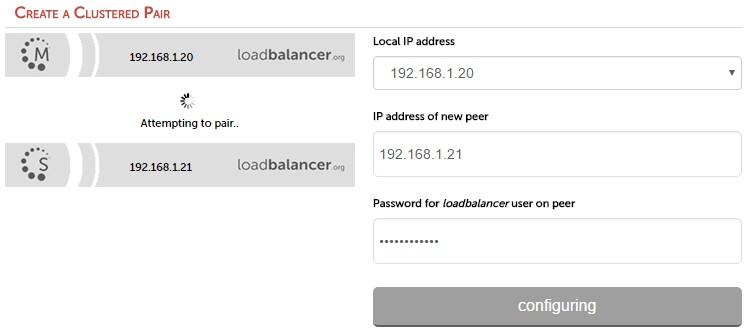 Appendix Specify the IP address and the loadbalancer users password (the default is 'loadbalancer') for the slave (peer) appliance as shown above Click Add new node Once