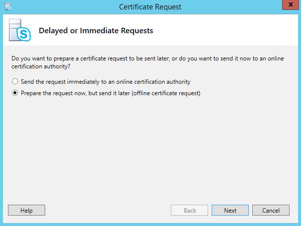 Appendix Select the Prepare the Request now, but send it later (offline certificate request) option Click Next Enter a
