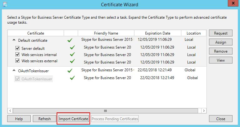 Appendix 2 Click Import Certificate 2 Specify the location of the certificate, click Next to complete the import 2 Finally export the certificate and private key in pfx format ready for import into