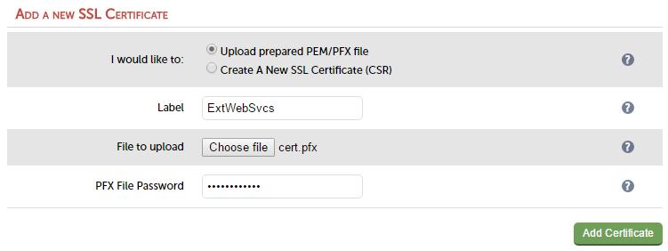 pfx certificate file Enter the password Click Add Certificate APPLIANCE NETWORK CONFIGURATION If an additional appliance is used as the Reverse Proxy, you can use a one-arm or two-arm configuration