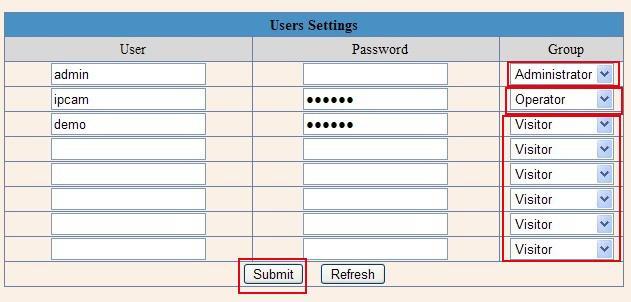 3.5 Users Settings Eight accounts are acceptable for this system.
