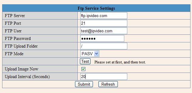 Figure 9.4 FTP Server: If your FTP server is set up in LAN. You can set as Figure 9.3. If you have an FTP server that can be accessed from the Internet, you can set as Figure 9.4. FTP Port: Usually the port is 21.