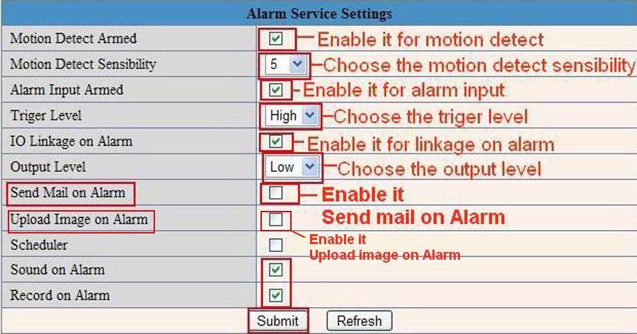 3 Alarm Input Armed / IO Linkage on Alarm If you want to connect external alarm devices,