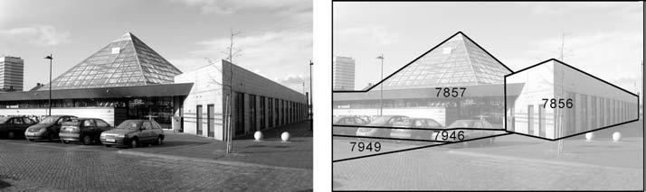 3.2. Subsurface infrastructure objects Figure 3.8: The location of parcels around the building of the railway station. Figure 3.9: Fragmented pattern of parcels caused by the projection of 3D objects on the surface.