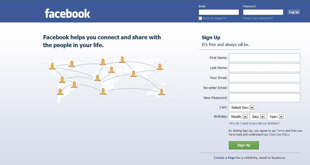 Step 1: Sign Up for Facebook DECIDE: Do you want to create an account for yourself or for your company?