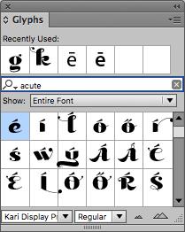 As soon as you type cop, the Glyphs panel displays the copyright symbol. Double-click the symbol to add it to your text frame. 12.